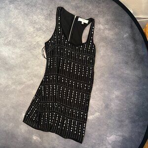 Black Walter Baker Sequin Sleveless Beaded Sheath Dress Size Large